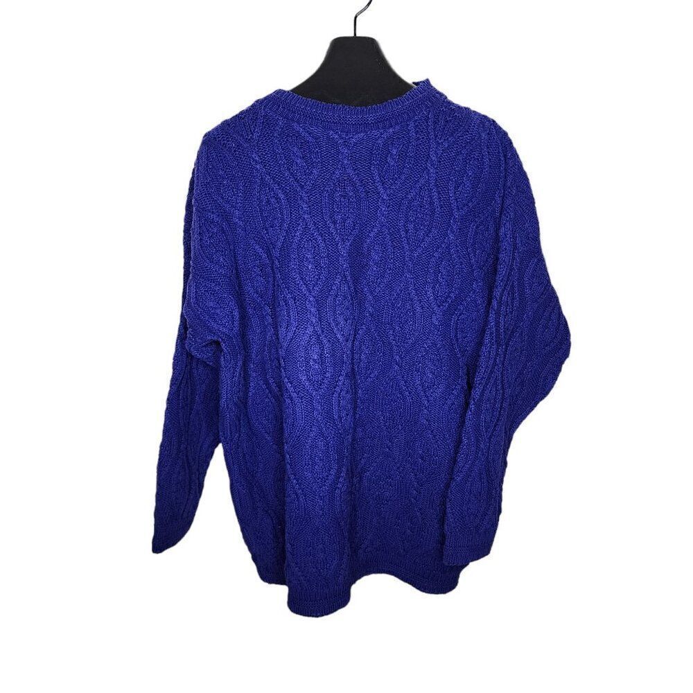 Vintage 80s Aeropostale Cable Knit Pullover Sweater Mens L Blue Textured Heavy W